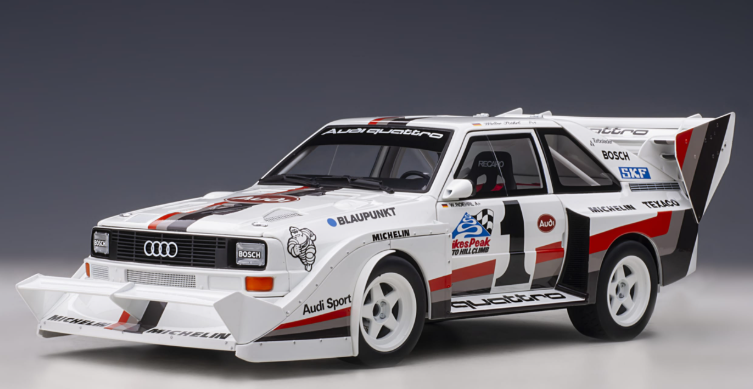 AUDI Quattro S1 pikes peak winner 1987 W.Röhrl blanche – AUTOart 1/18